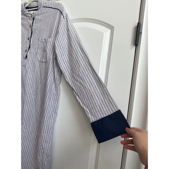 Lee Valley Ireland Men's Long Sleeve, Stripe, 100% Cotton Night Sleep Shirt - Picture 4 of 7